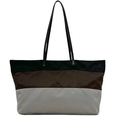Pre-owned Fendi Gray Three Color Satin Leather Tote Bag () In Gray, Three Color