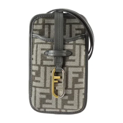 Pre-owned Fendi Gray Viscose Leather Pochette Pouch Shoulder Bag ()