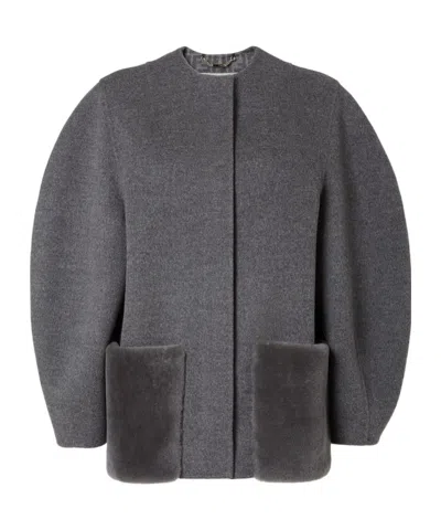 Fendi Gray Wool Jacket In Black