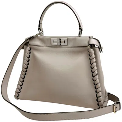 Pre-owned Fendi Grayish Leather Handbag Shoulder Bag ()