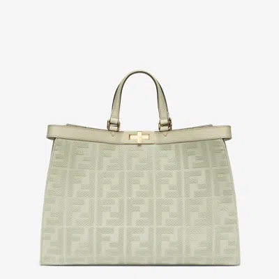 Fendi Green Calf Leather Tote For The Chic And Stylish Ss23 Fashion Season In Gold