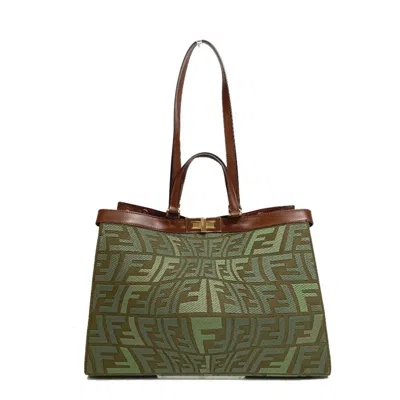 Pre-owned Fendi Green Cotton Shoulder Bag Tote Bag ()