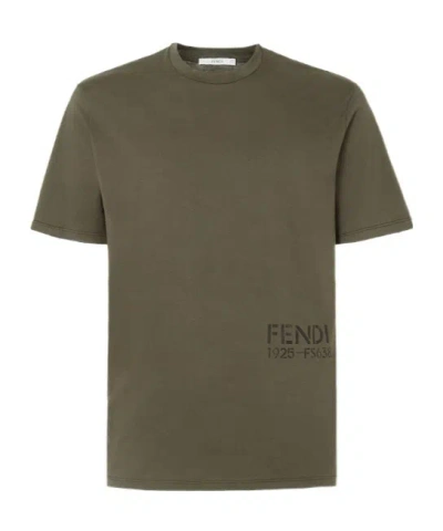 FENDI GREEN COTTON T-SHIRT