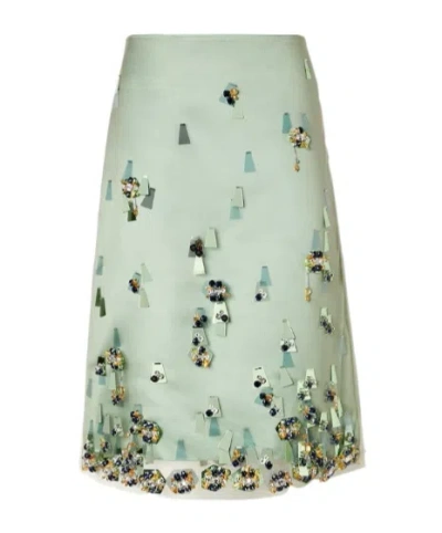 Fendi Green Duchess Satin Skirt