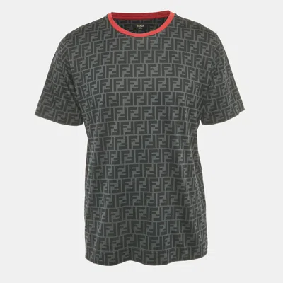Pre-owned Fendi Green Ff Print Cotton T-shirt M