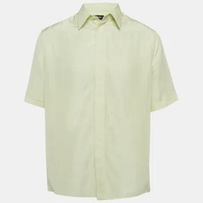 Pre-owned Fendi Green Ff Print Silk Short Sleeve Shirt L