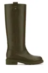 Fendi Army Green Leather Filo Boots In Green