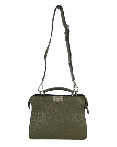Pre-owned Fendi Green Leather Mini Peekaboo Iseeu Bag (authentic Pre-loved)