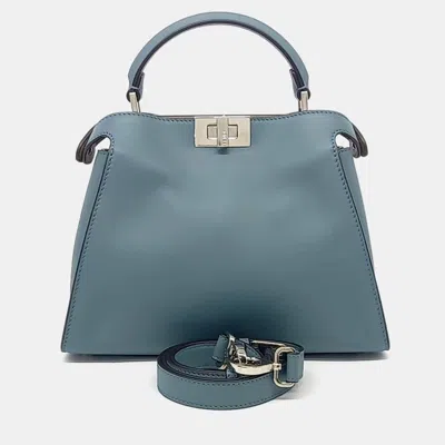 Pre-owned Fendi Green Leather Peekaboo Essentially Mini (8bn302)