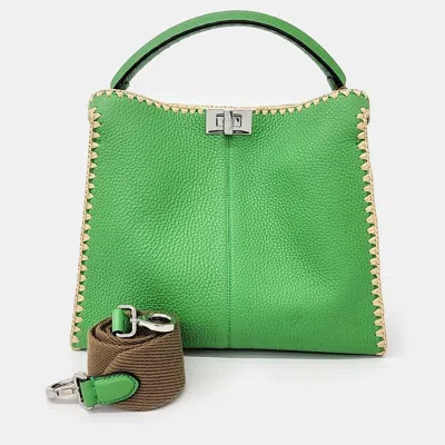 Pre-owned Fendi Green Leather Selleria Tote And Shoulder Bag