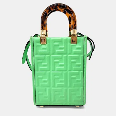 Pre-owned Fendi Green Leather Sunshine Mini Crossbody Bag