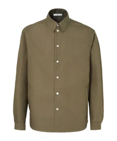 Fendi Ff Motif Press-stud Shirt In Brown