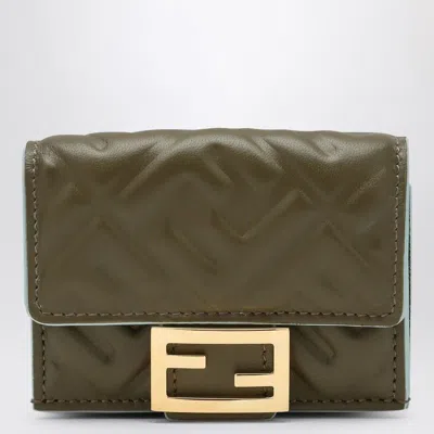 Fendi Green Micro Trifold Baguette Wallet