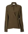 Fendi Asymmetric Wool-mohair Blouse In Green