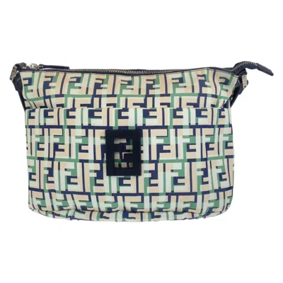 Pre-owned Fendi Green Navy Pink Canvas Messenger Bag Shoulder Bag ()