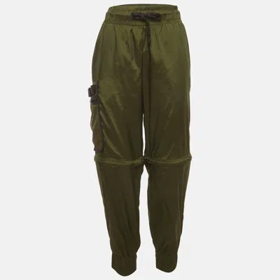 Pre-owned Fendi Green Nylon Drawstring Jogger Pants M