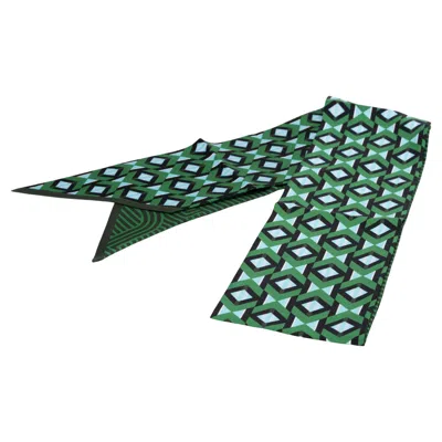 Pre-owned Fendi Green Optical Silk Maxi Twilly