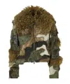 Fendi Green Patchwork Shearling Blouson In Green