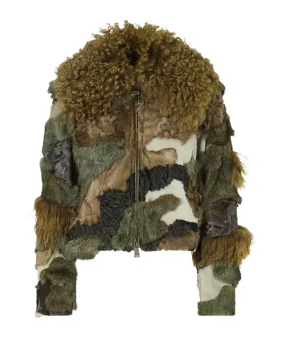 Fendi Green Patchwork Shearling Blouson