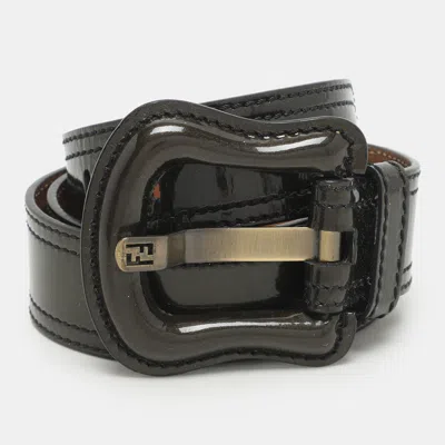 Pre-owned Fendi Green Patent Leather B Buckle Belt 95cm