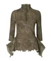 Fendi Green Printed Pleated Sweater