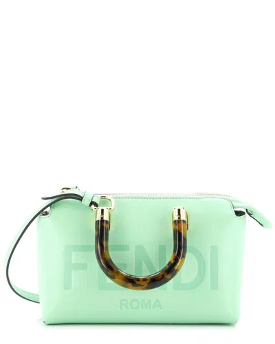 Fendi Green Sheep Leather Logo By The Way Top Handle Bag Embossed Mini  (authentic Pre-loved)