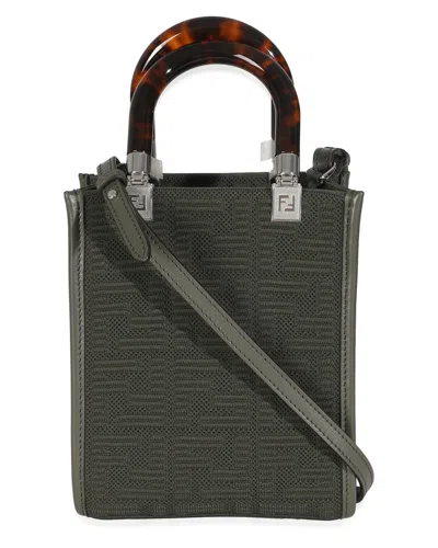 Fendi Green Technical Fabric Ff Mini Sunshine Shopper (authentic Pre-loved)