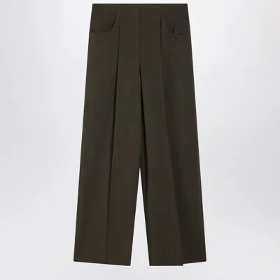 Fendi Green Wool And Mohair Trousers In Brown