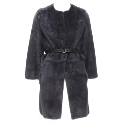 Pre-owned Fendi Grey Black Fur Leather 4-way Reversible Zip Belted Coat Jacket It38 In Gray