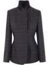 Fendi Tailored Blazer In Checked Wool In Grey