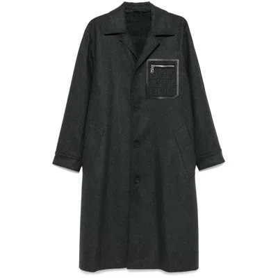 FENDI FENDI GREY COATS - SINGLE BREASTED COATS MEN