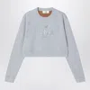 Fendi Grey Cropped Sweatshirt In Fleece Cotton Women In Gray
