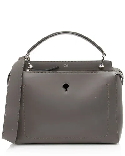 Pre-owned Fendi Grey Dotcom Medium Satchel (authentic Pre-loved)