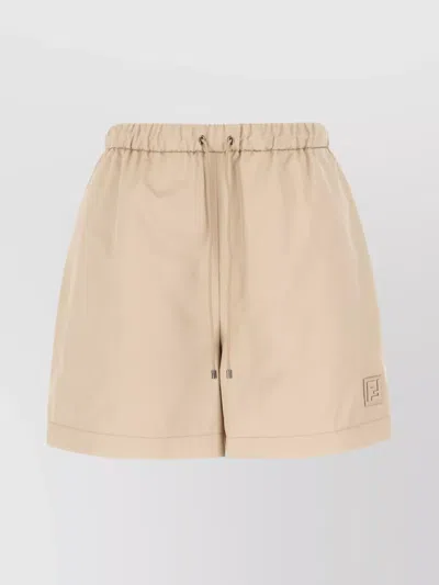 Fendi Grey Elastic Waistband Polyester Shorts In Neutral