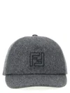 Fendi Grey Embroidered Logo Baseball Hat In Gray