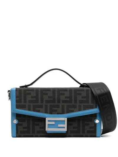 Fendi Grey Ff Jacquard Baguette Cross Body Bag