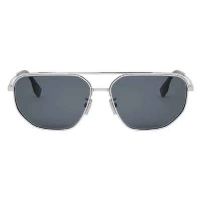 Fendi Grey Geometric Men's Sunglasses Fe40154u 16a 61 In Blue