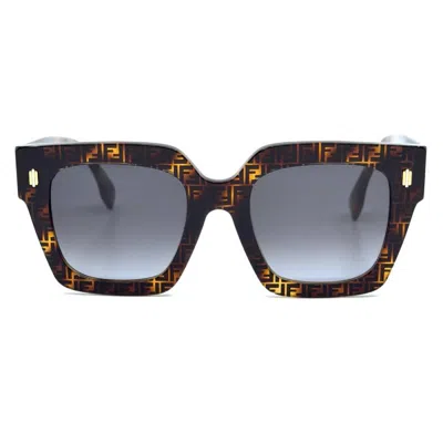 Fendi Grey Gradient Square Ladies Sunglasses Fe40101f 55b 52 In Brown