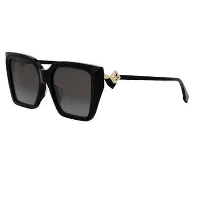 Fendi Grey Gradient Square Ladies Sunglasses Fe40161f 01b 55 In Black
