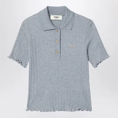 Fendi Grey Jersey Polo Shirt Women In Gray