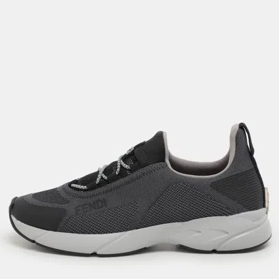 Pre-owned Fendi Grey Knit Fabric Faster Low Top Sneakers Size 36
