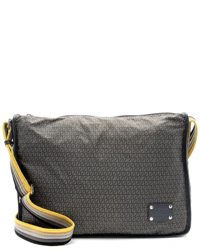 Fendi Grey Leather & Nylon Zucchino Messenger (authentic Pre-loved)