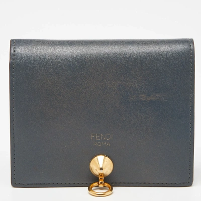 Pre-owned Fendi Grey Leather By The Way Bifold Wallet