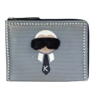 Fendi Grey Leather Clutch Bag () In Gray