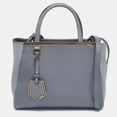 Pre-owned Fendi Grey Leather Petite Sac 2jours Tote