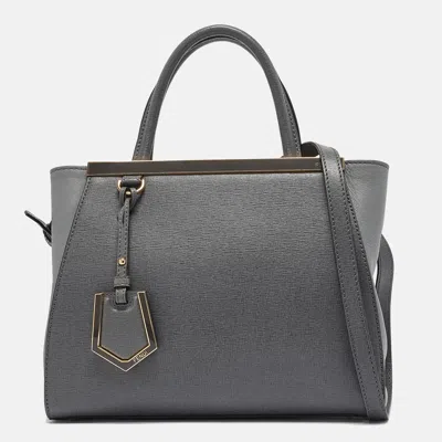 Pre-owned Fendi Grey Leather Petite Sac 2jours Tote