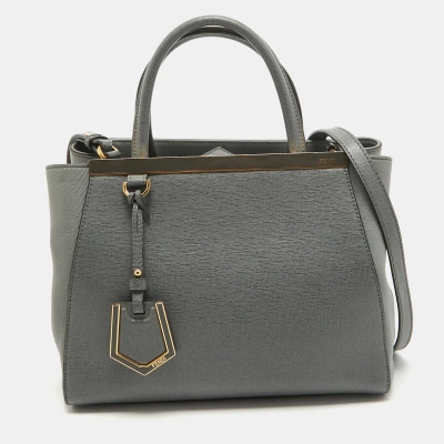 Pre-owned Fendi Grey Leather Small 2jours Tote