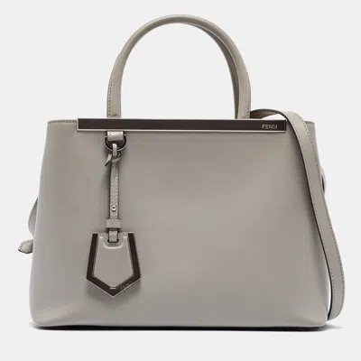 Pre-owned Fendi Grey Leather Small 2jours Tote