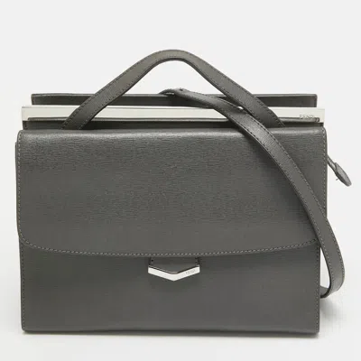 Pre-owned Fendi Grey Leather Small Demi Jour Top Handle Bag