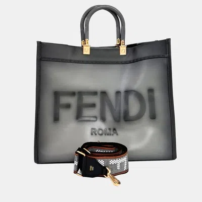 Pre-owned Fendi Grey Leather Sunshine Large In Gray
